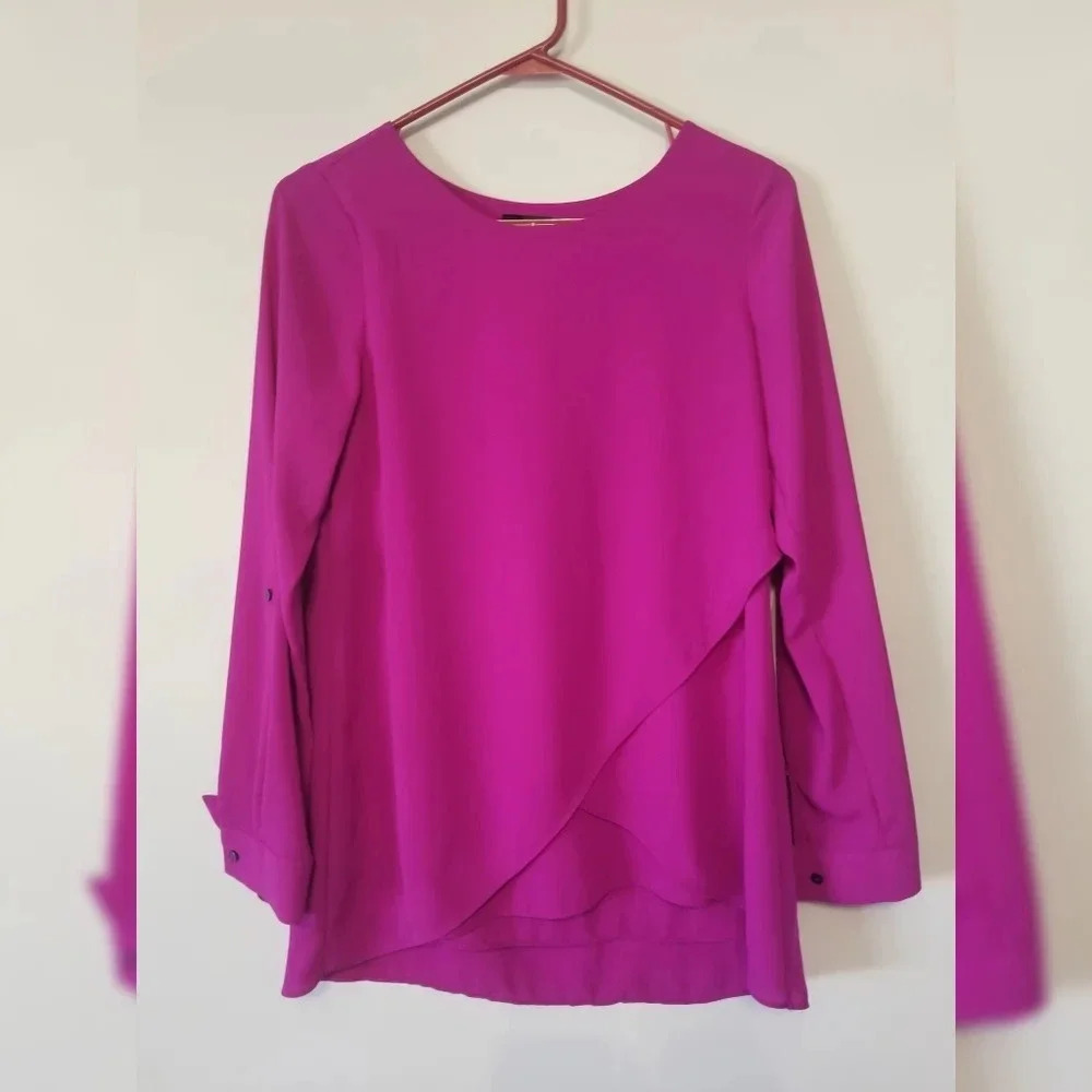 The Limited Magenta Long Sleeve Asymmetrical Dress Size Extra Small